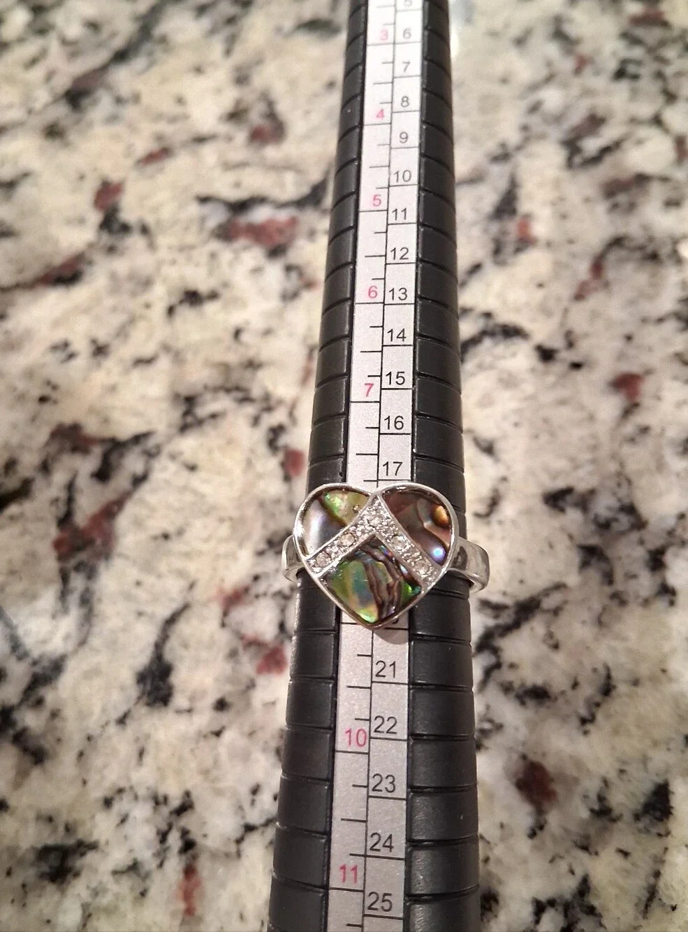 Heart Abalone Shell Silver Ring